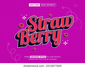 strawberry editable text, font effect, 3d text for title