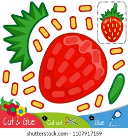 Strawberry. Education paper game for preshool children. Vector illustration.