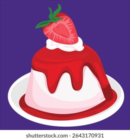 strawberry Elegant Italian Panna Cotta.
The smooth, delicate texture and refined presentation make it ideal for use in gourmet dessert visuals, culinary content, cafe menus, or high-end food design.