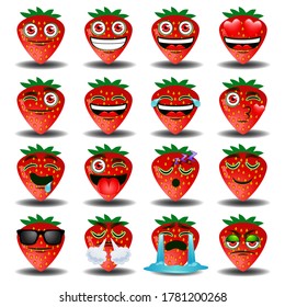 Strawberry emoji with any expression. best for chatting sticker.
