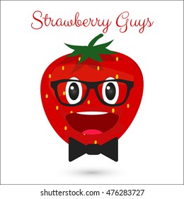 Strawberry emoticon wearing glasses. Strawberry emoji