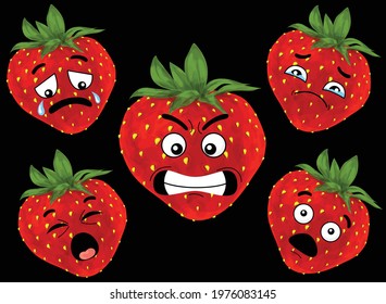 Strawberry emotion Vector Illustration with White Background