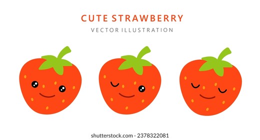 Strawberry emotion. Vector set icons.