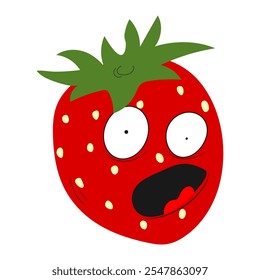 Strawberry. Emotions. Stickers. Memes. The emotion of fear and horror