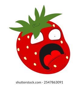 Strawberry. Emotions. Stickers. Memes. Scream. The emotion of horror