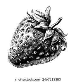 Erdbeergravur handgezeichnete isolierte Beeren-Vektorillustration