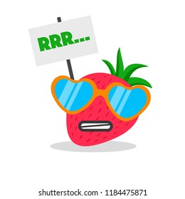 strawberry face cartoon with emotion