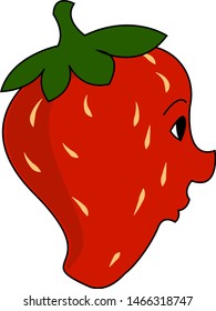 Strawberry with face, illustration, vector on white background.