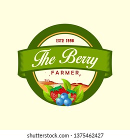 Strawberry Farm Emblem Logo 