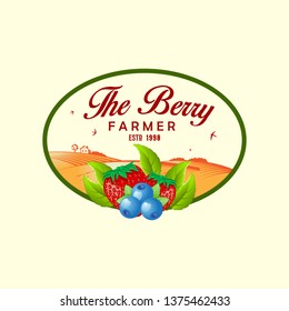 Strawberry Farm Emblem Logo 
