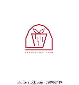 strawberry farm simple icon vector design template
