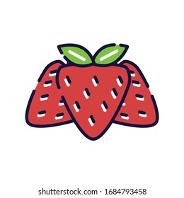Strawberry filled-outline simple icon in white isolated background. Red fruit clip art.