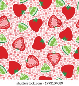 Strawberry Fizz - Repeat Pattern, Seamless Pattern