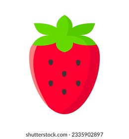 Strawberry Flat Colorful Icon Isolated Vector Illustration