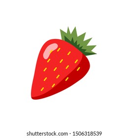 Strawberry flat design on white background, strawberry icon, strawberry logo