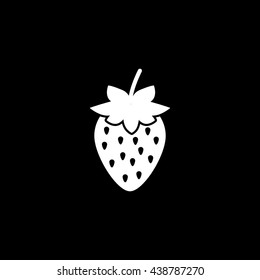 Strawberry Flat Icon On Black Background