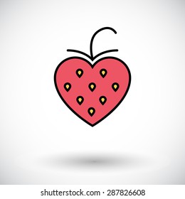 Strawberry. Flat icon on the white background for web and mobile applications. Vector illustration.