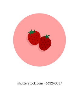 Strawberry flat icon. Round colorful button, circular vector sign, logo illustration. Flat style design