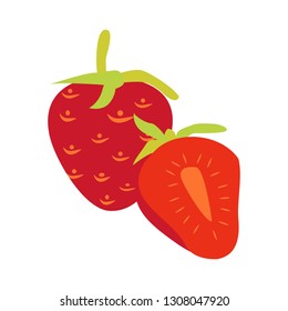 Strawberry Flat Simple  Vector Illustration isolated