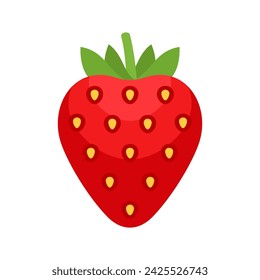 Strawberry flat style vector illustration. Fresh berry on white background.