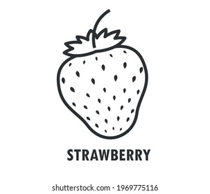 Strawberry in flat style. Strawberry vector logo. Strawberry icon. Isolated object. Natural food. Vector illustration. Strawberry on white background.