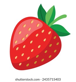 Strawberry flat vector illustration on white background.