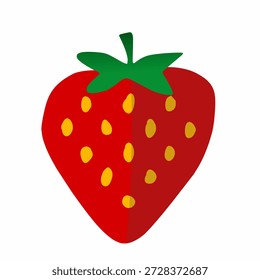 Fresa en estilo de Vector plano para ilustración de alimentos frescos. Perfecto para imágenes de postres, marca de bebidas, empaques, menús, temas románticos y medios de comunicación.