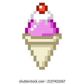 Strawberry flavor ice cream cone illustration