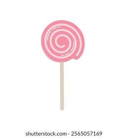 Strawberry flavor lollypop. Sweet candy. Swirl lollipop. Strip lolypop. Circle lollypop. Ball candy.