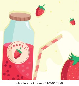 strawberry flavor yogurt bottle product
