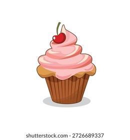 Erdbeere aromatisiert Cupcake Vektordesign