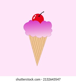 Vector de helados con sabor a fresa con cerezas