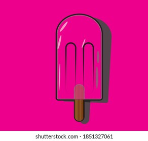 Strawberry flavoured Ice cream bar/popsicle isolated on pink background.