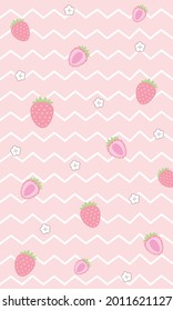 Strawberry and flower Pattern, Pink seamless strawberry, Strawberry pink Background, Strawberry Wallpaper Love Cards Vector Stock Vector Illustration.