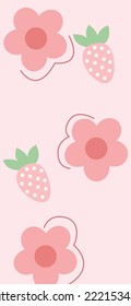 Flores de fresa, fondo de fresa rosa.