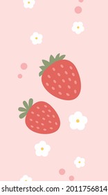 Strawberry flower Pattern, Red seamless strawberry, Strawberry pink Background, Strawberry Wallpaper Love Cards Vector Stock Vector Illustration.
