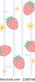 Strawberry and Flower Pattern, Red seamless strawberry, Strawberry White and Blue Backgrounds, Strawberry Wallpaper Love Cards Vector Stock Vector Illustration.