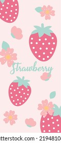 Strawberry Flower Patterns, Pink Strawberry Pink Backgrounds, Strawberry Wallpaper Love Cards Vector Stock Vector Illustration.