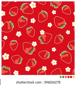 Strawberry and flower seamless vector pattern