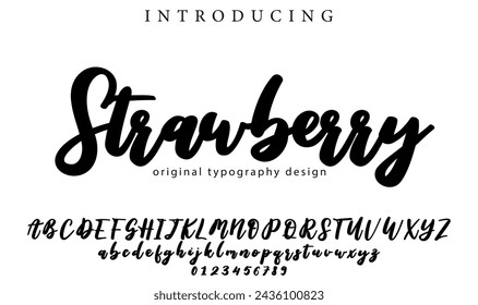 Strawberry Font Stylish brush painted an uppercase vector letters, alphabet, typeface