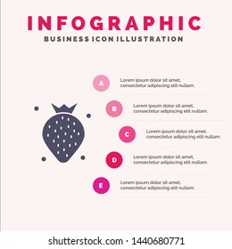 Strawberry, Food, Fruit, Berry Solid Icon Infographics 5 Steps Presentation Background