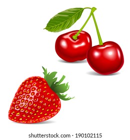 strawberry food red fruit vector