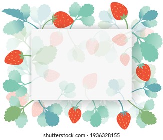 Strawberry Frame with green leaves, Wall Hanging, Vector illustration in white background