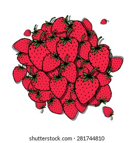 Strawberry frame, sketch for your design. Vector illustration