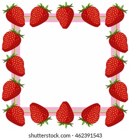 Strawberry frame.Juicy red Strawberry frame - vector illustration