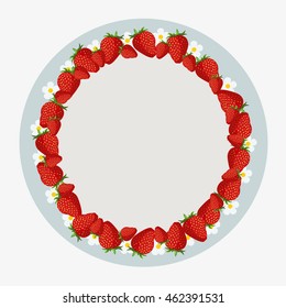 Strawberry frame.Juicy red Strawberry round frame - vector illustration
