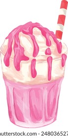 strawberry frappucino frape milkshake menu illustration