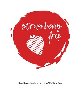 Strawberry Free Label. Food intolerance symbols. Vector illustration.
