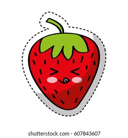 strawberry fresh fruit comic character vector illustration design