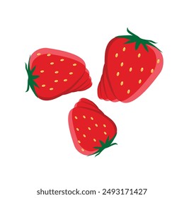 strawberry fresh fruit with flat design vector illustration
